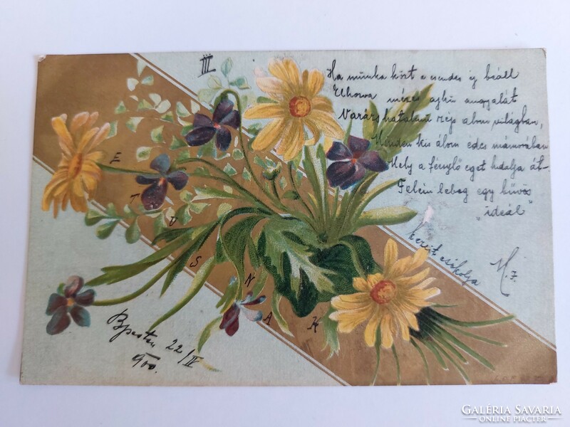 Old floral postcard 1900 postcard violet