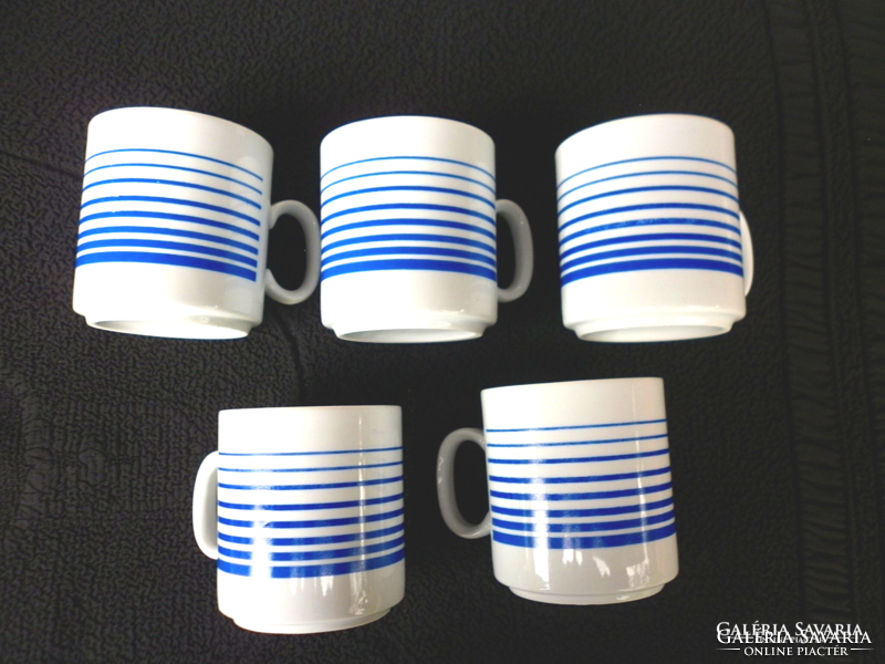 Retro zsolnay striped cocoa cup, mug 6 pcs!