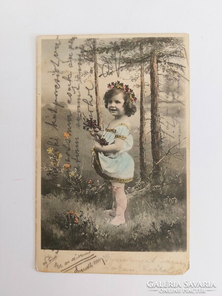 Régi képeslap fotó 1904 levelezőlap kislány