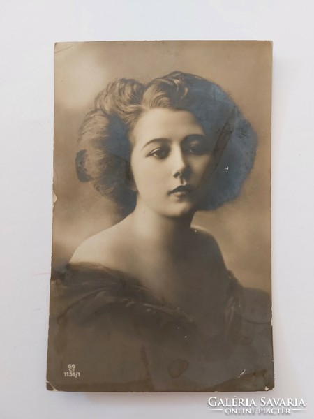 Old postcard 1910 photo postcard lady