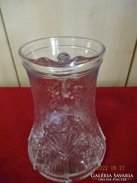 Finnish glass jug, antique, thick-walled, printed pattern. He has! Jókai.
