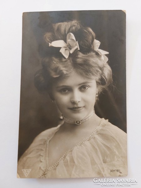 Régi képeslap 1909 fotó levelezőlap hölgy