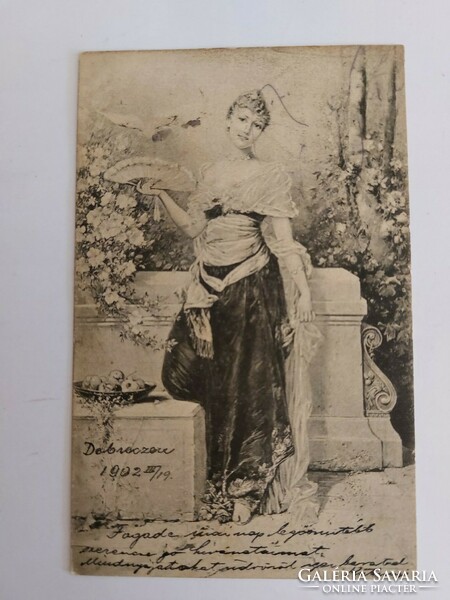 Old postcard 1902 postcard lady