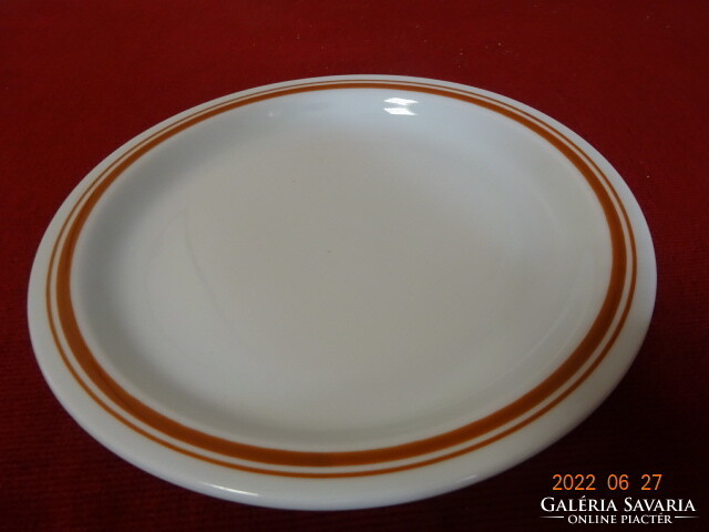 Lowland porcelain small plate, brown striped, diameter 17 cm. He has! Jókai.
