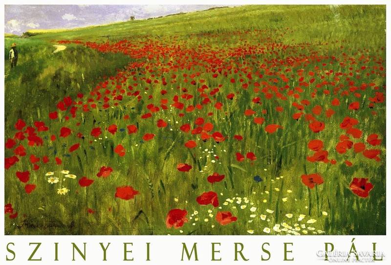 Pine field in Szinyei merse poppy field 1902 art poster, pictures by classic Hungarian painters