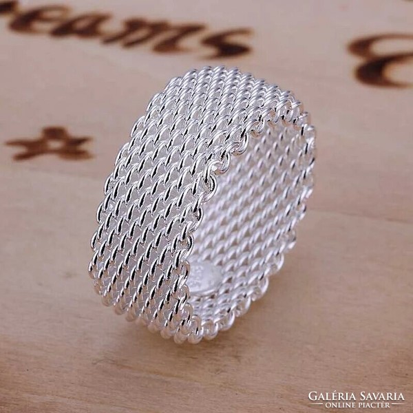 Egyszerű stílusú fonott hálós ezüst gyűrű