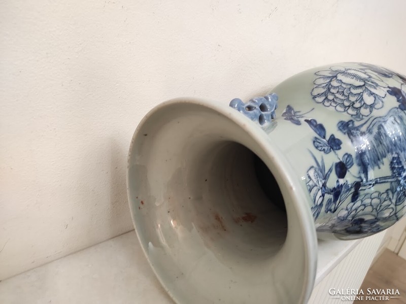 Antik kínai porcelán nagy kék páva motívumos váza 618 5654