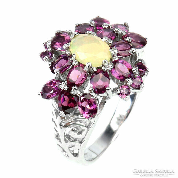 57 And real fire opal garnet 925 silver ring