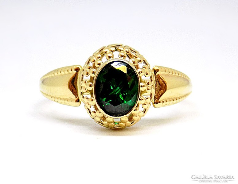 Gold ring with green stones (zal-au107997)