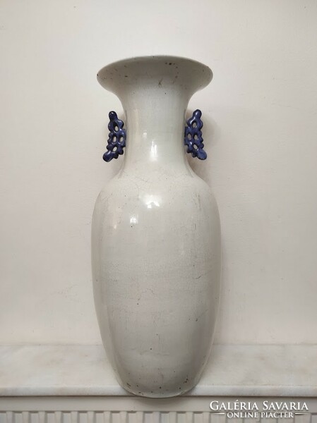 Antik kínai porcelán nagy növény motívumos kék váza  168 5661