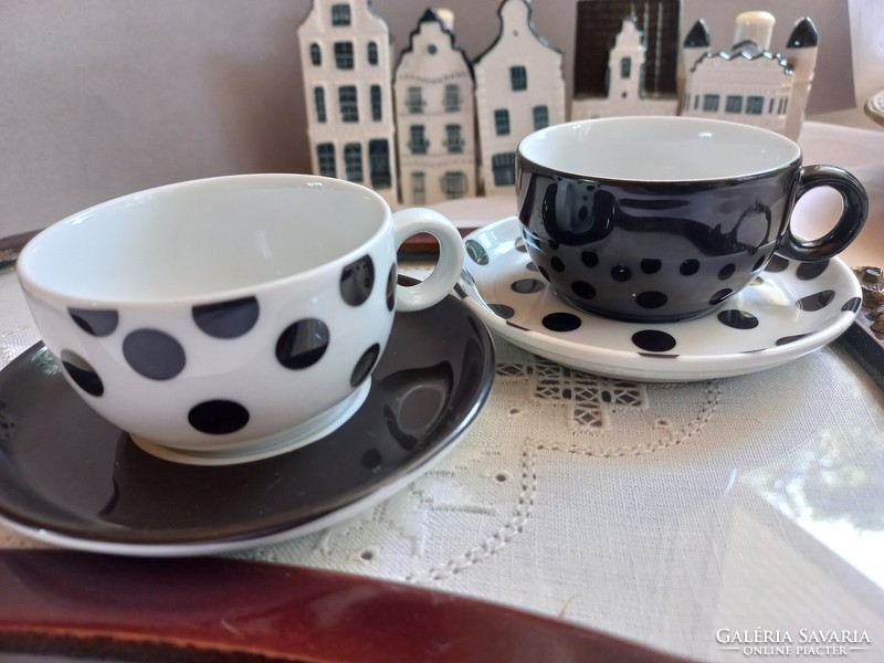 Black and white polka dot asa selection germany 2 mocha set, cup and small plate