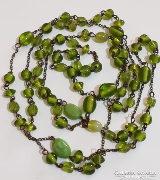 Glass beaded long necklace. 145 Cm.