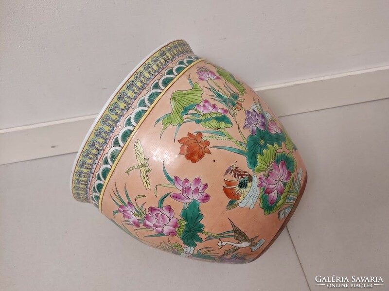 Antique Chinese porcelain egg shaped bird plant pattern with colorful pots inside goldfish 190 5631