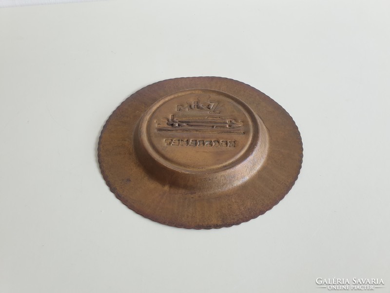Old retro advertising copper bronze bowl Sim Kecskemet advertising object