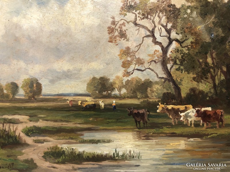 Friedrich albert schmidt - cows at the drinker