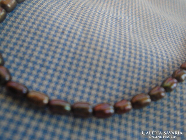 100% természetes igazgyöngy női nyaklánc collier 42 cm hosszú kisebb rizs szemű ﻿multicolor
