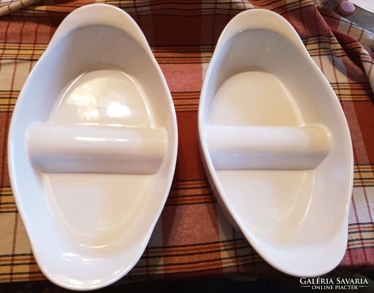 2 ceramic white ceramic serving dishes