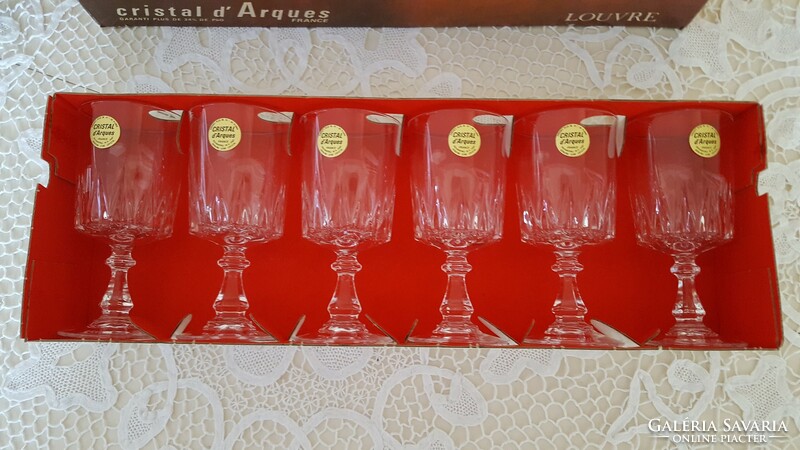 Beautiful French louvre d'argues stemmed lead crystal glass set, in box