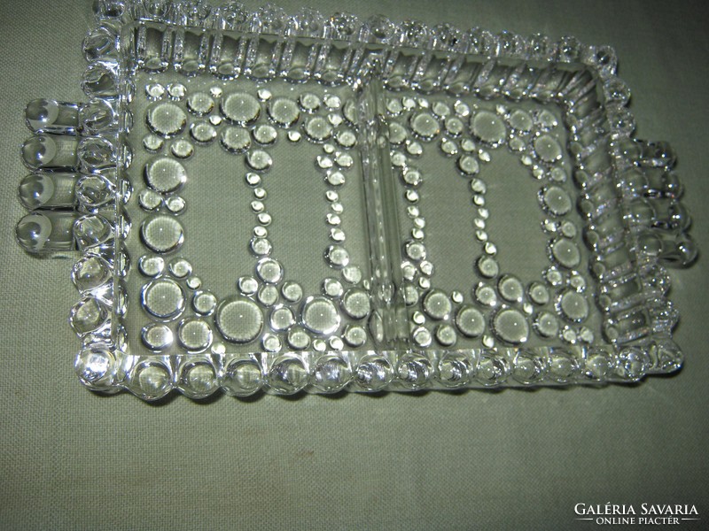 Beautiful cam-shaped glass divided serving tray