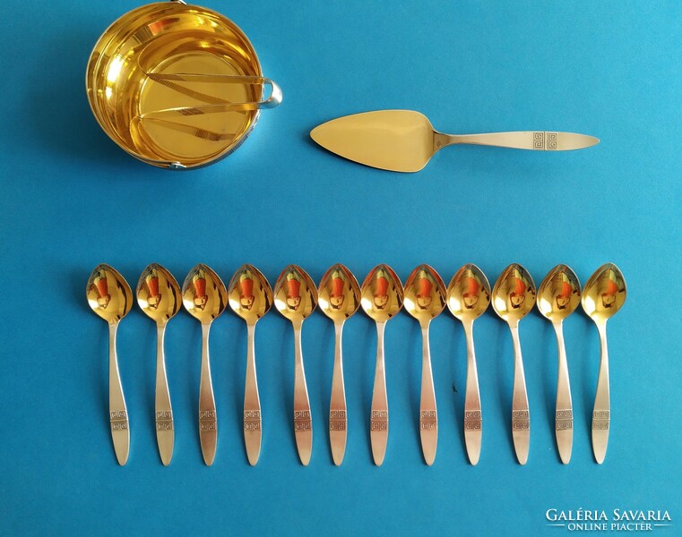 Russian silver 12 tea spoon sugar holder sugar catcher cake shovel