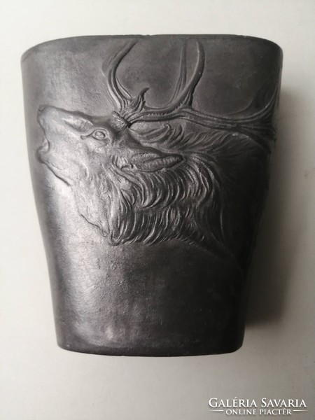 Hunting souvenir - pewter cup with deer