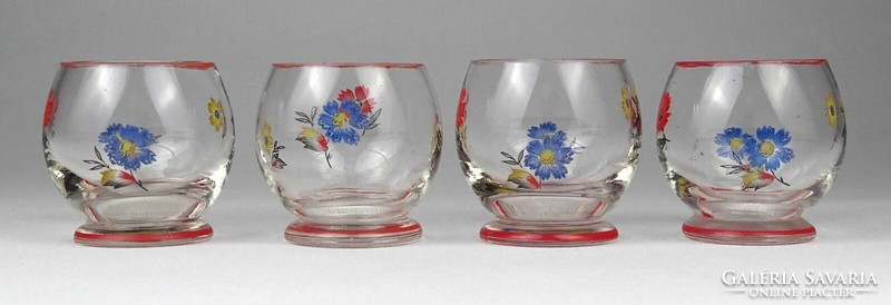 1J343 old painted brandy stamped glass glass 4 pieces