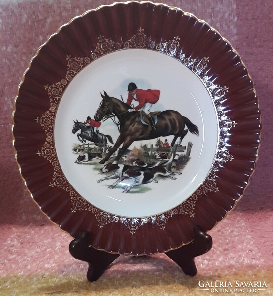 Horse beagles hunter decorative plate, large porcelain bowl (m2666)