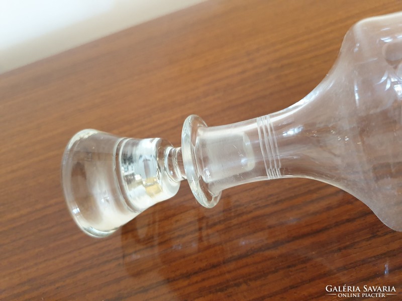 Old corked drinking glass polished pattern liqueur short drink bottle