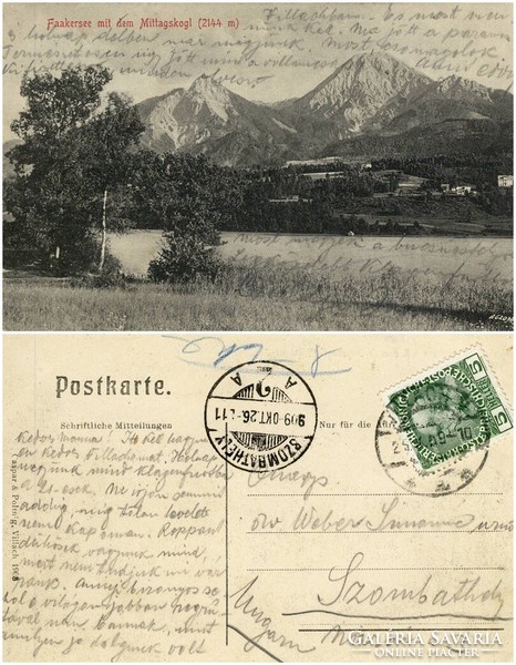Régi képeslap - Faakersee mit dem Mittagskogl 1909