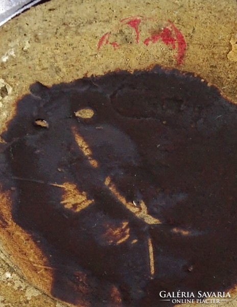1J533 Régi nagy méretű barna mázas kínai kerámia edény