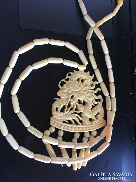 Chinese dragon-old bone carving-necklace-approx. It could have been made in the 1930s-