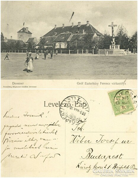 Régi képeslap - Devecser Gróf Eszterházy Ferenc várkastélya 1909
