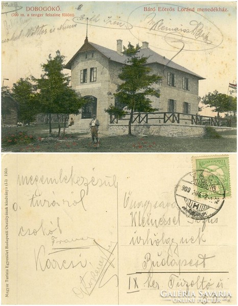 Old postcard - podium stone shelter 1909