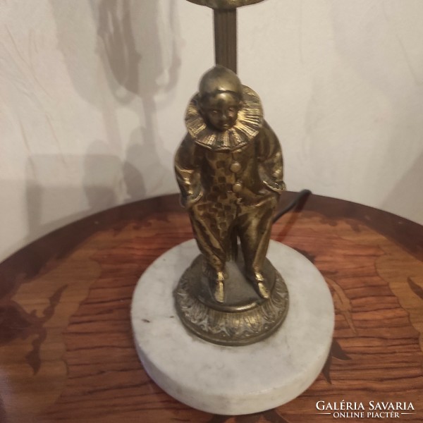 Beautiful bronze statue lamp on a marble base Pierrot statue