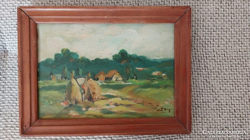 (K) Kis tanya festmény 28x21 cm szignózott