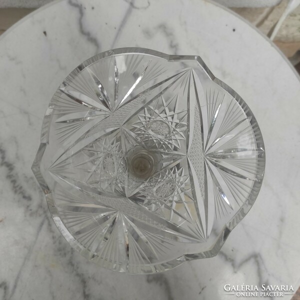 Gyönyörű antik ezüst váza kínáló , Asztalközép kristály felső résszel,Bőség szárú stílusú