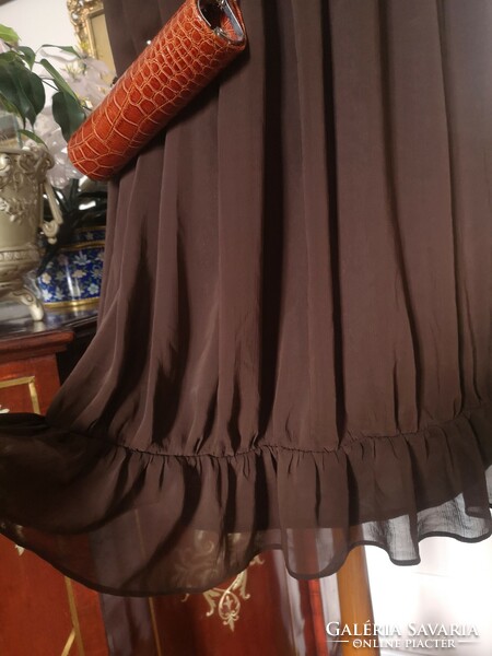 Yessica size 36 empire chocolate brown casual party muslin dress.