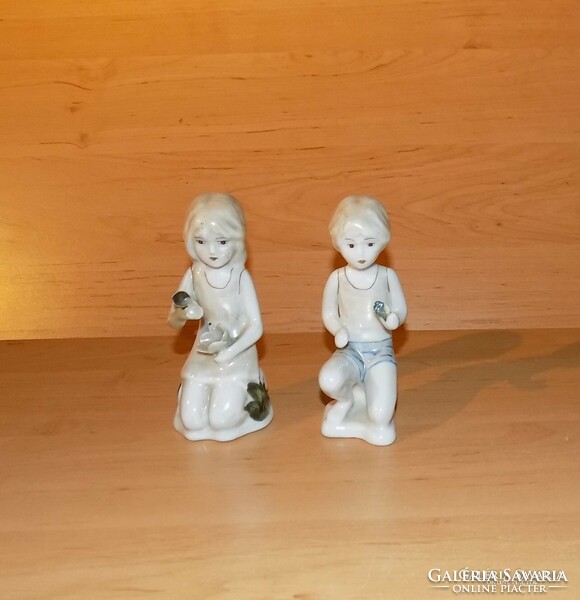 Russian Verbilki porcelain girl and boy figures pair of bookends 12 cm (po-3)