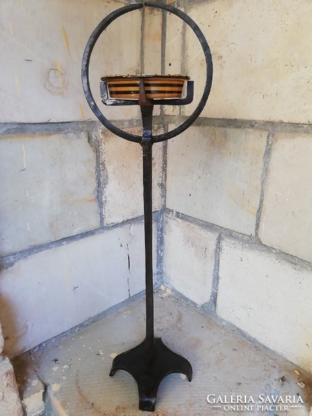 Old mid century craftsman metalwork handmade wrought iron standing cigarette ashtray ashtray specialty