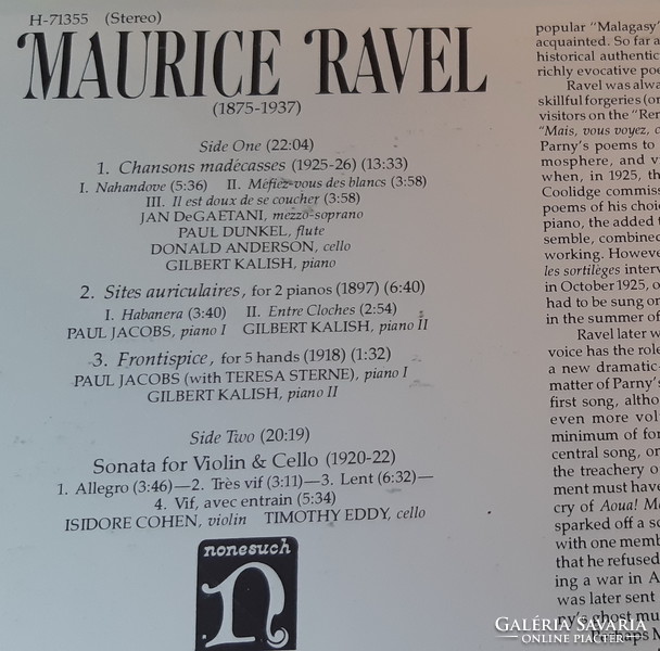 MAURICE RAVEL  LP   BAKELIT LEMEZ   VINYL