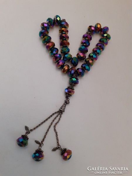 A 38-stitch prayer chain made of polished Czech crystal beads in good condition