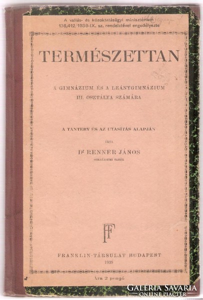 János Renner: natural science 1939