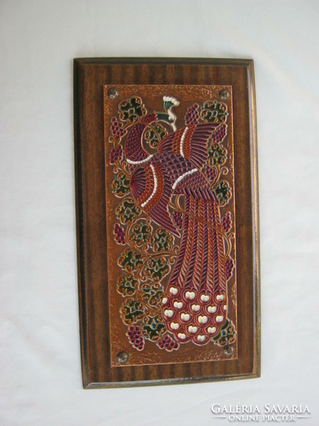 Copper picture wall decoration painted peacock