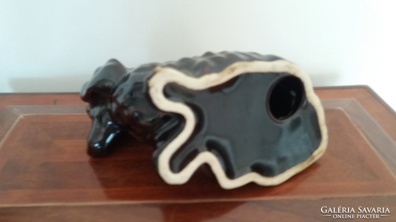 Retro kerámia figura kutya barna tacskó dísztárgy