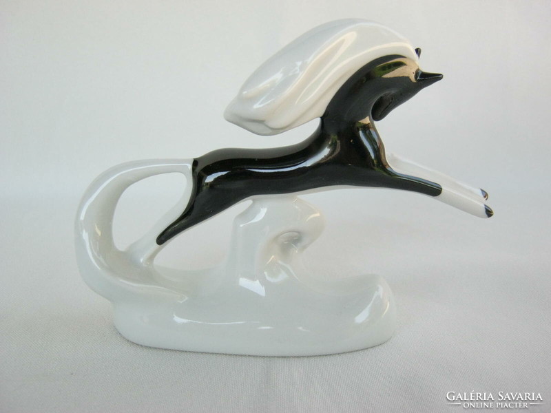 Retro ... szovjet porcelán figura nipp fekete-fehér ló lovacska