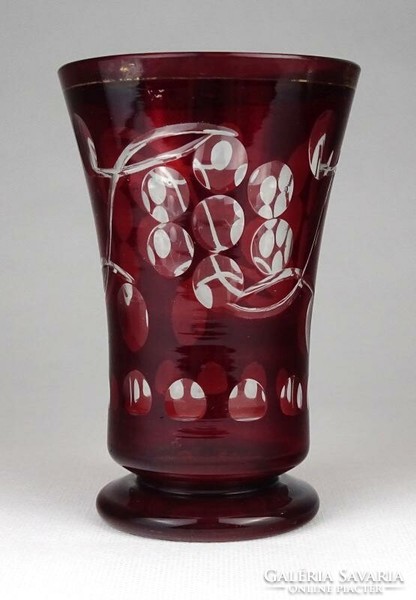 1A962 old burgundy-colored ground glass goblet 13 cm