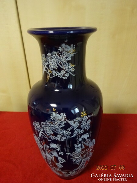 Japanese porcelain, cobalt blue vase, hand painted, geisha figure. He has! Jokai.
