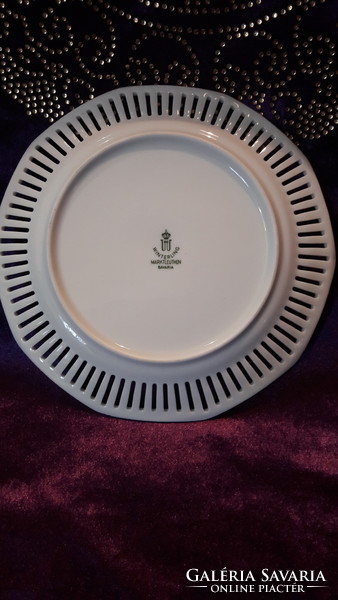 Madaras, áttört szélű porcelán tányér, dísztányér (L2446)
