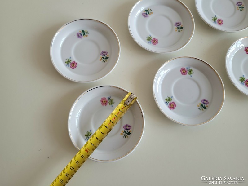 Retro régi Hollóházi virág mintás porcelán mokkás kávés 6 személyes mid century csésze