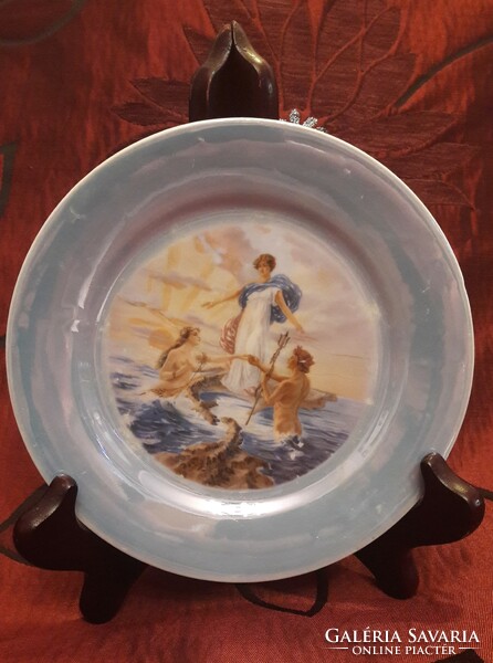 Ritka mitológiai jelenetes, antik életképes porcelán tányér (M2466)
